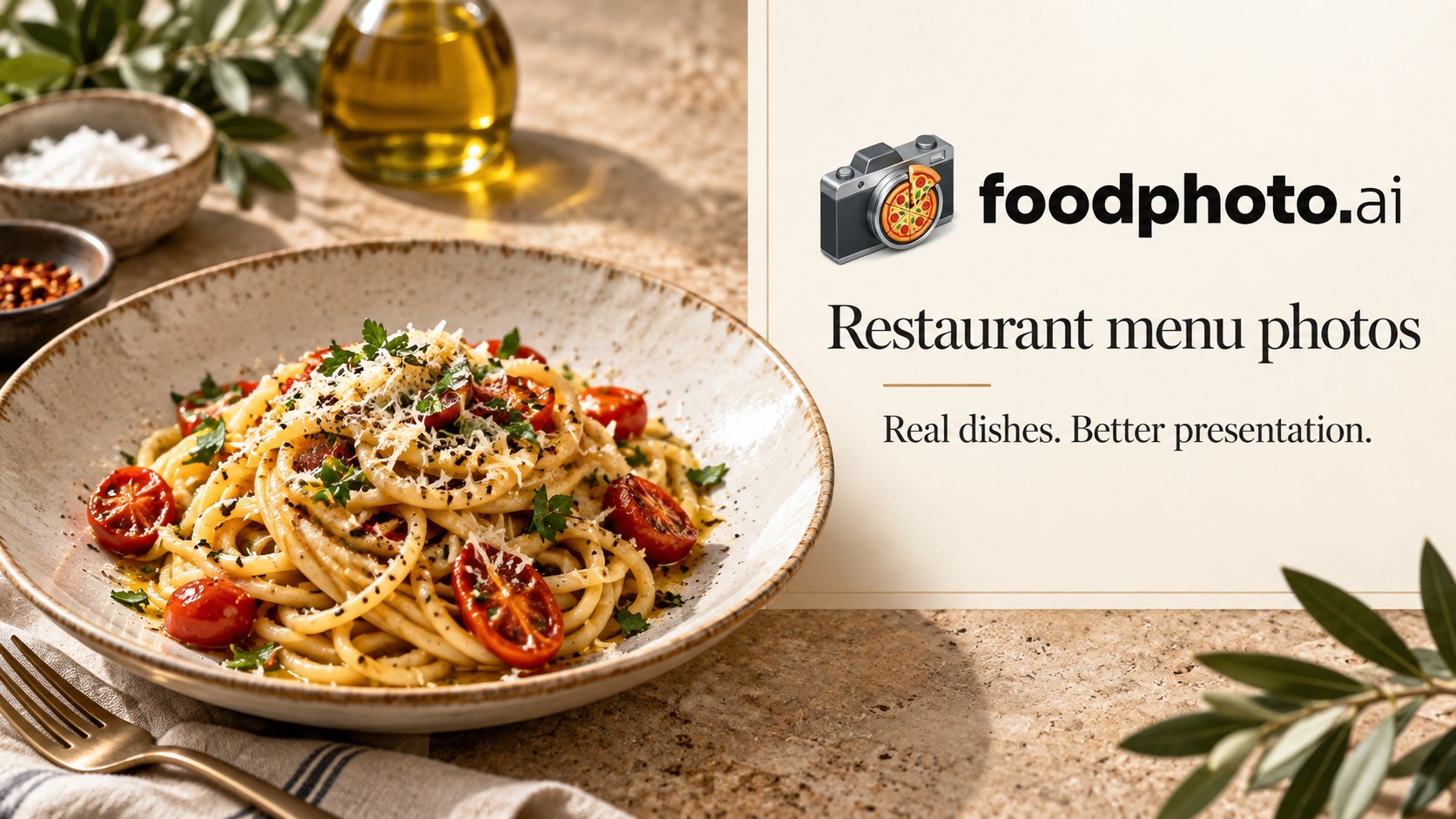 Editorial illustration of a restaurant menu layout with dish photography