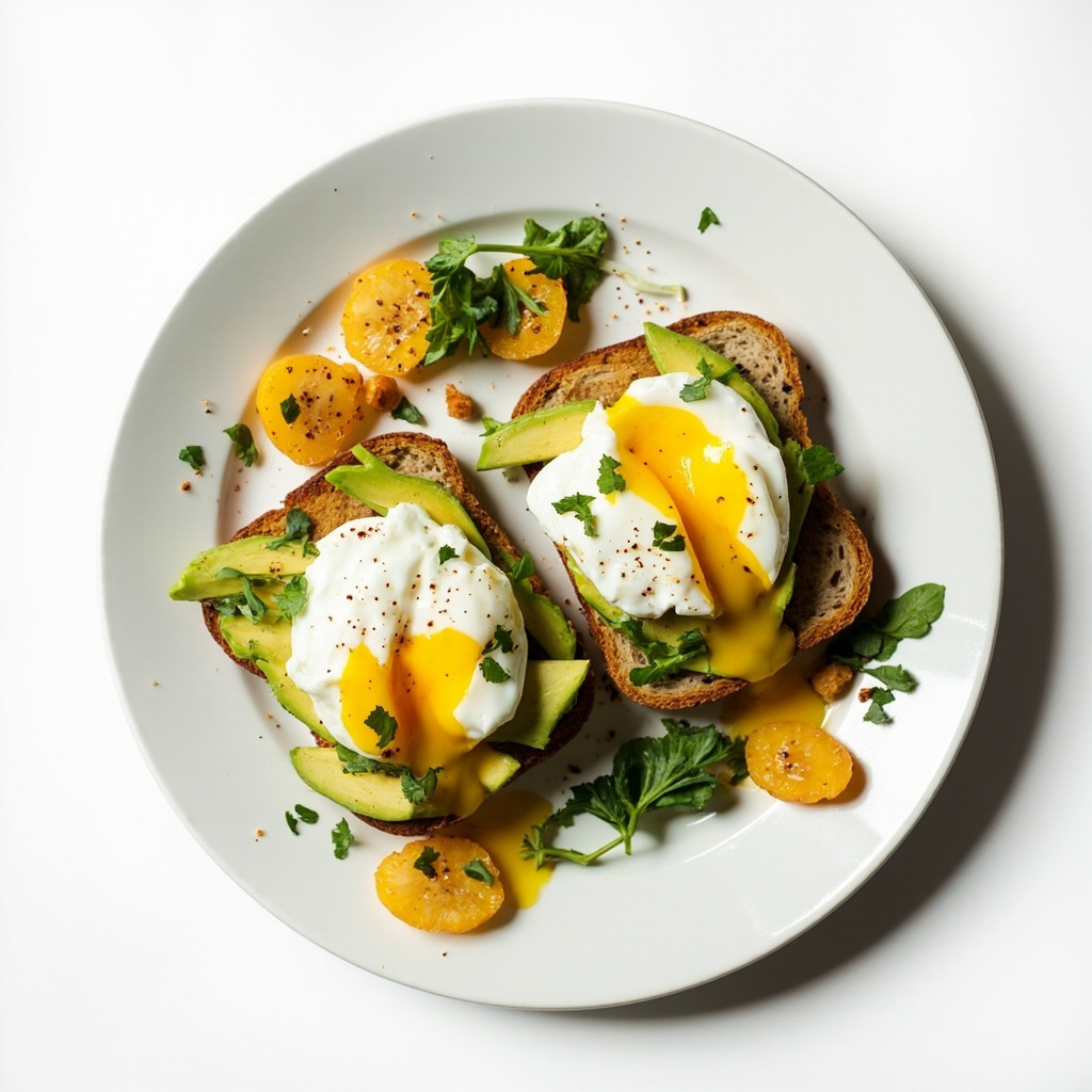 Avocado toast with poached eggs