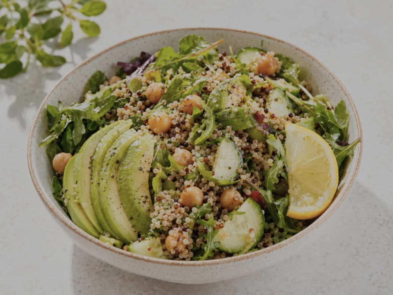 Salad menu photo before and after AI styling