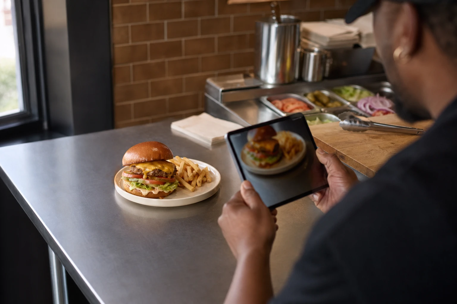 Restaurant operator prepares a truthful menu photo workflow for burger menu photo ai.