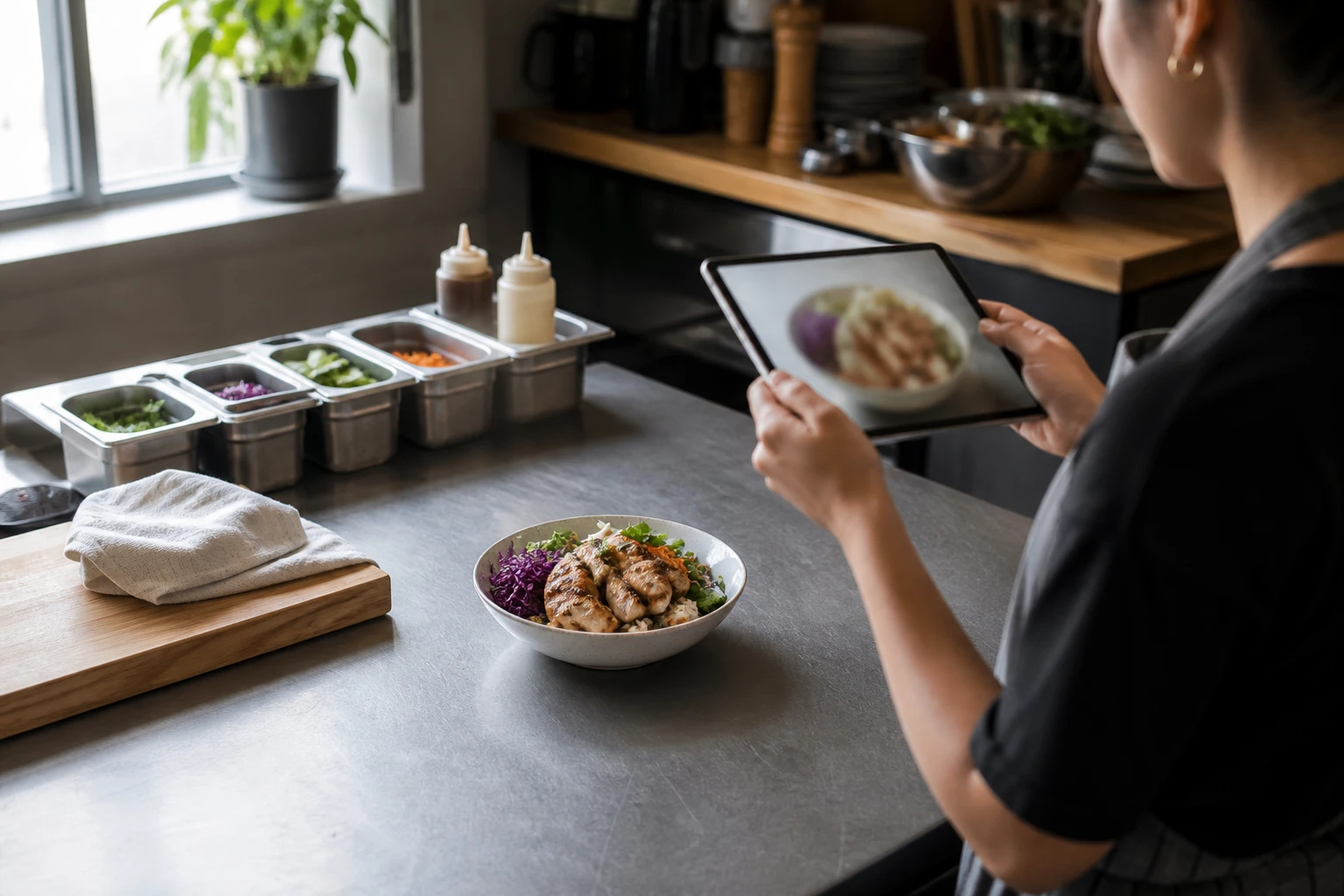 Restaurant operator prepares a truthful menu photo workflow for doordash uber eats photo optimization.