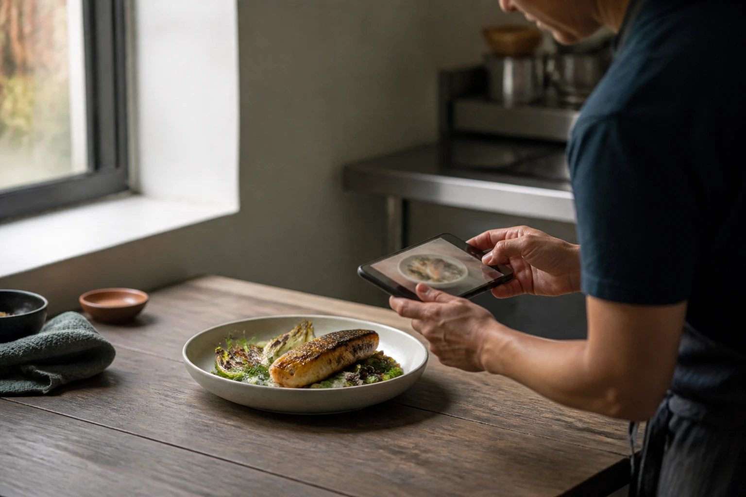 Restaurant operator prepares a truthful menu photo workflow for food photography ai guide.