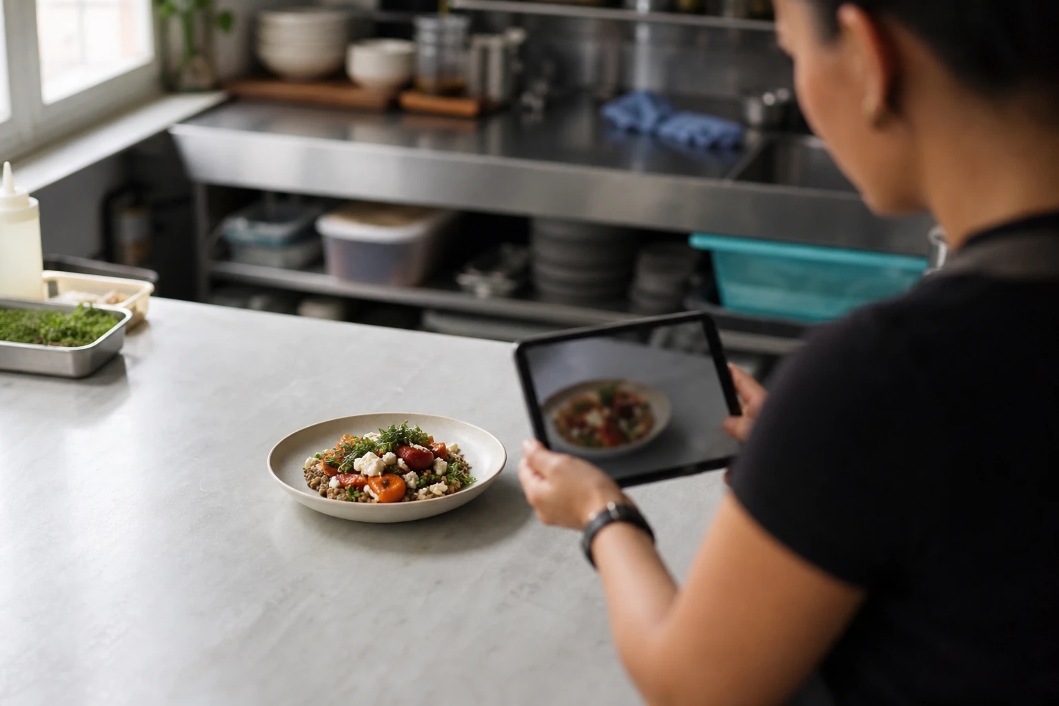 Restaurant operator prepares a truthful menu photo workflow for glovo food photo size guide.