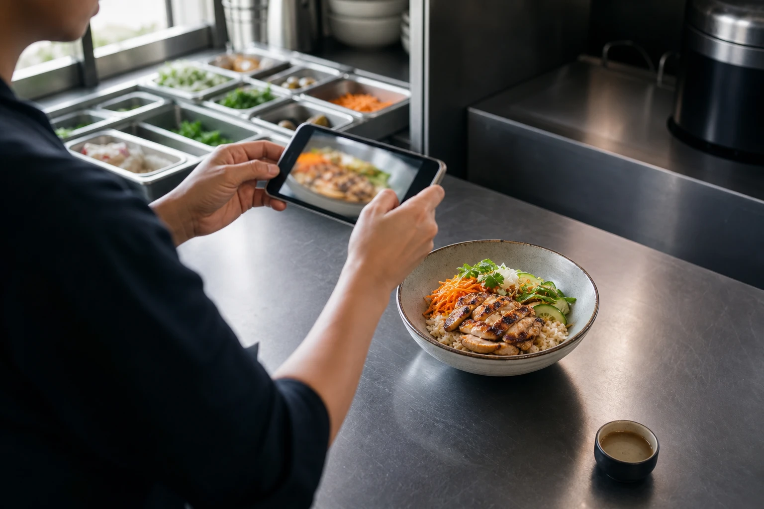 Restaurant operator prepares a truthful menu photo workflow for grab food photo size guide.