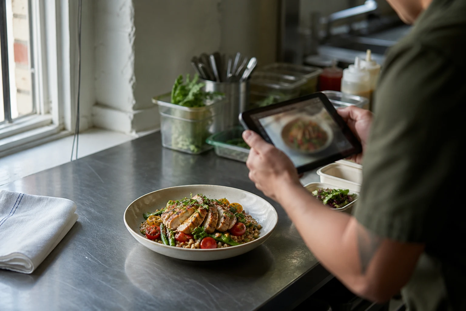 Restaurant operator prepares a truthful menu photo workflow for instagram food photos vs delivery.