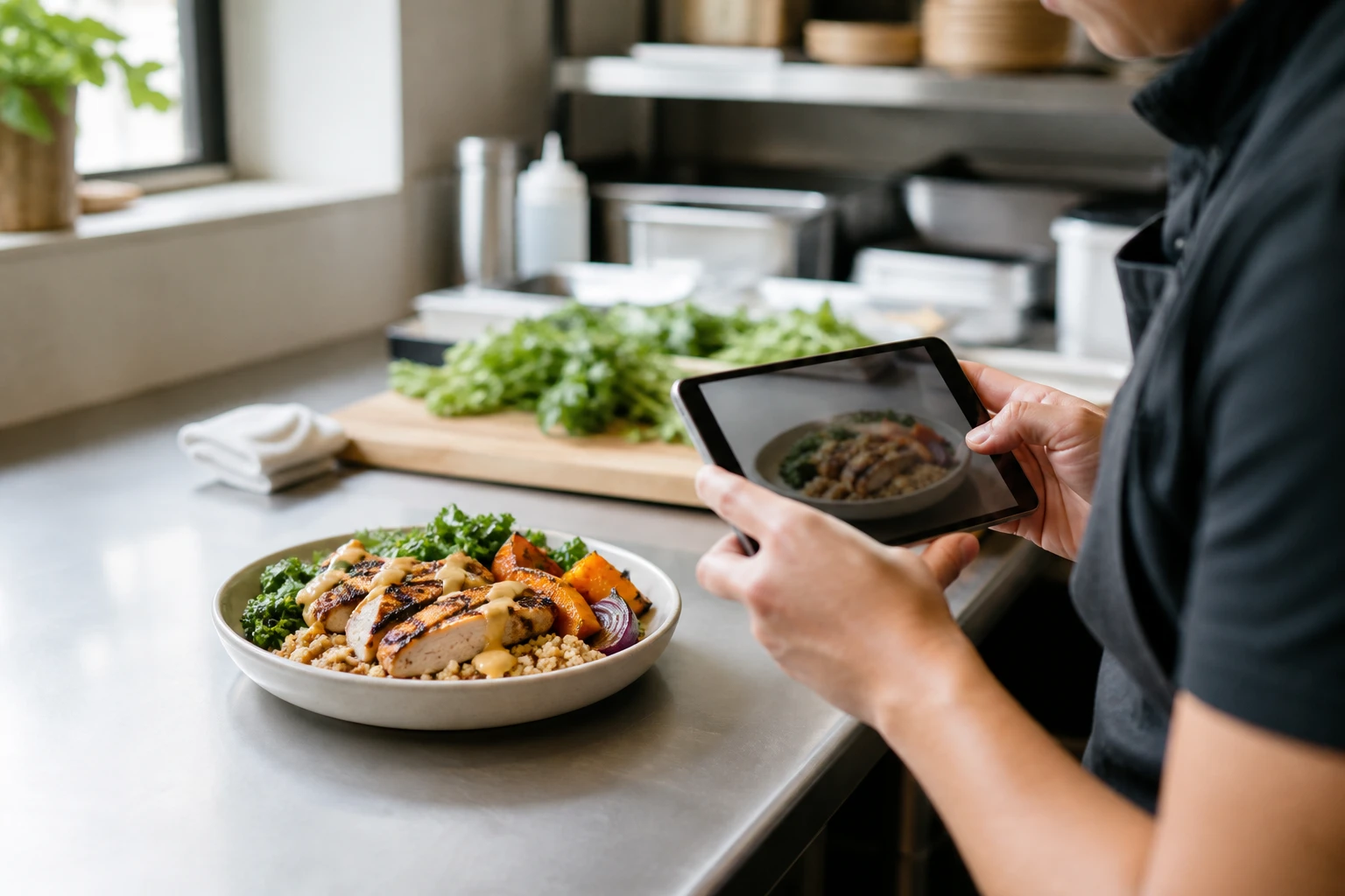 Restaurant operator prepares a truthful menu photo workflow for meal prep brand food photos ai.