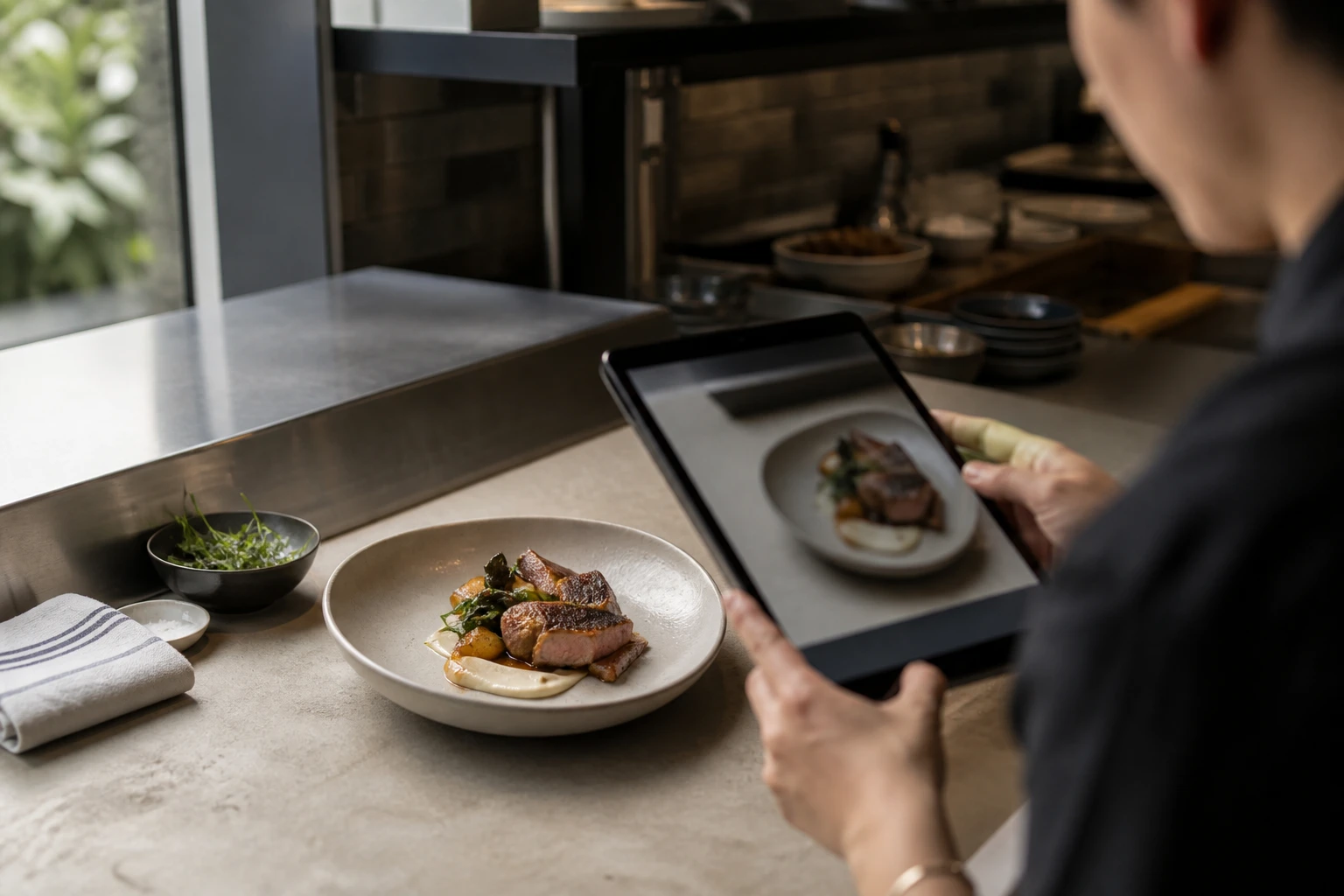 Restaurant operator prepares a truthful menu photo workflow for menu photographer vs ai.