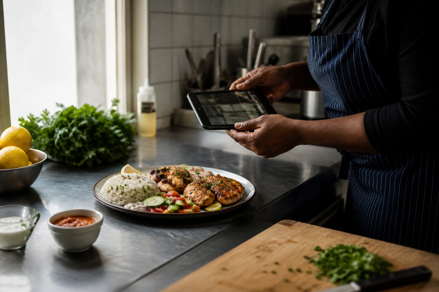 Restaurant operator prepares a truthful menu photo workflow for talabat food photo size guide.