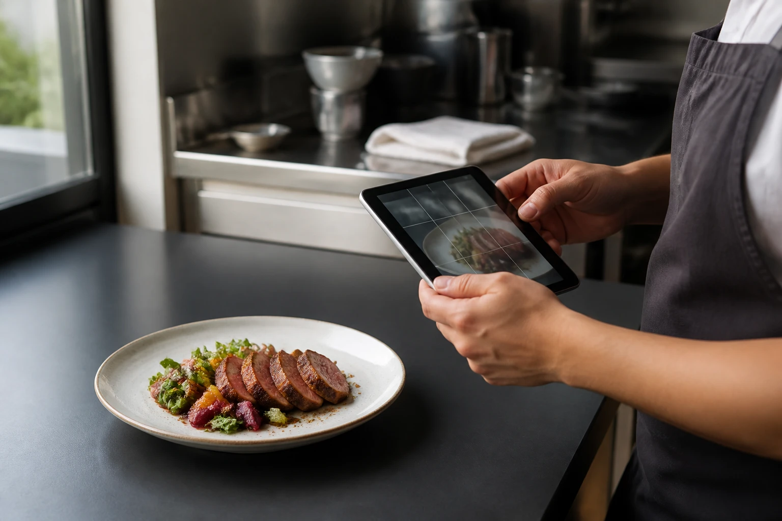 Restaurant operator prepares a truthful menu photo workflow for zomato profile image size.