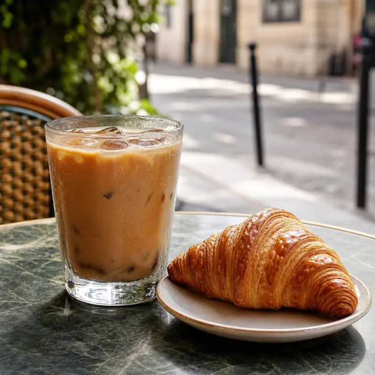 Coffee and croissant: edited with FoodPhoto